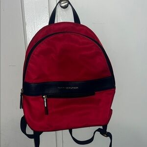 Tommy Hilfiger Red and Navy Backpack with Adjustable Straps